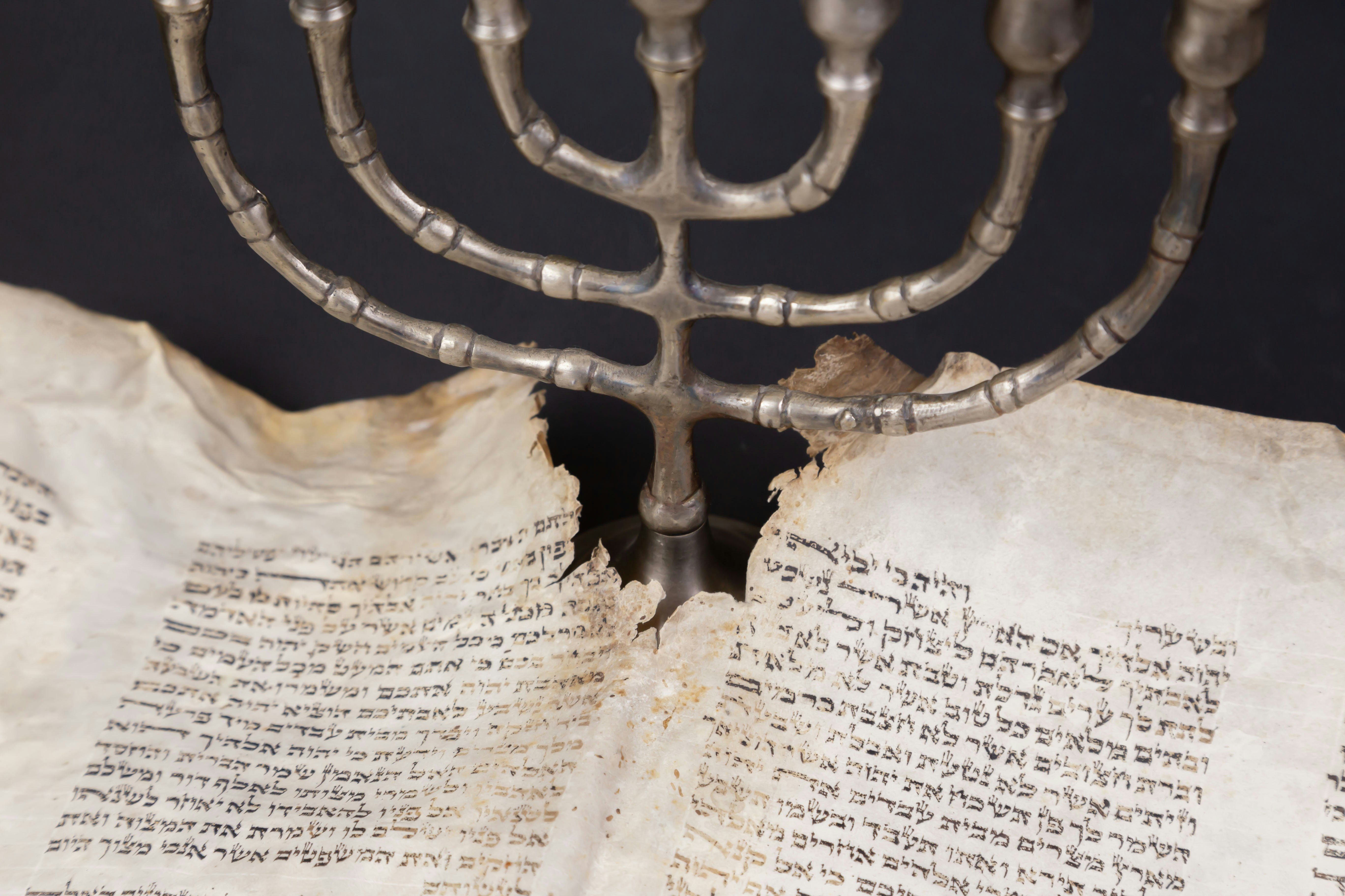Hebrew text and candlestick